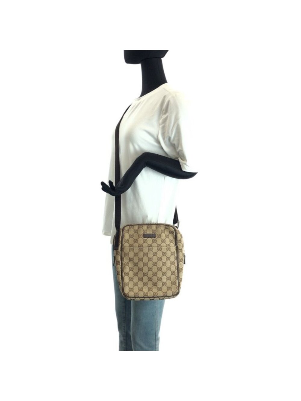 Gucci Beige Brown GG Canvas Leather Shoulder Bag - Picture 7 of 9